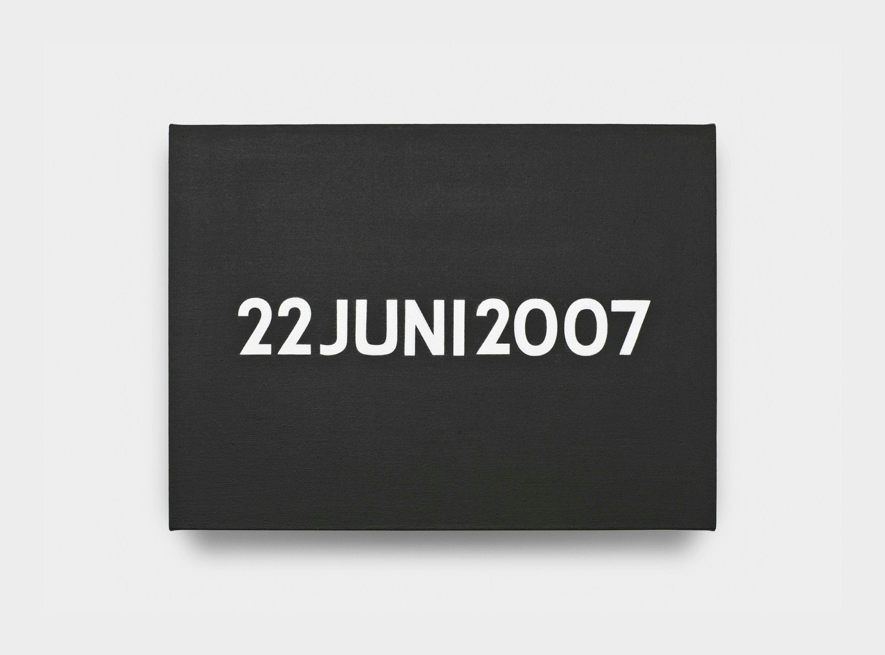 A painting by On Kawara, titled 22 JUNI 2007, dated 2007.