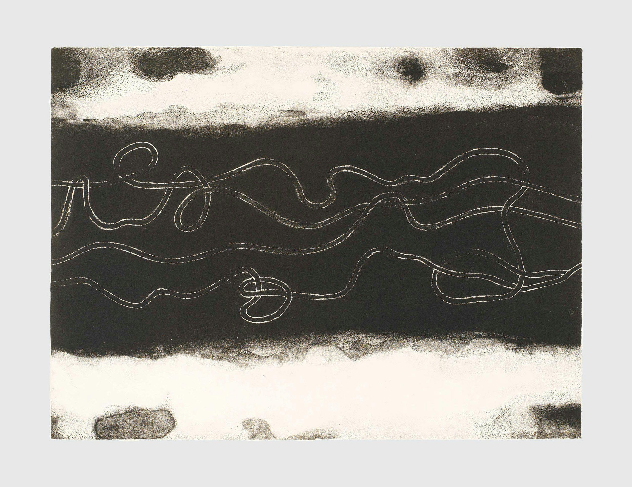 A print by Anni Albers, titled Line Involvement II, dated 1964.