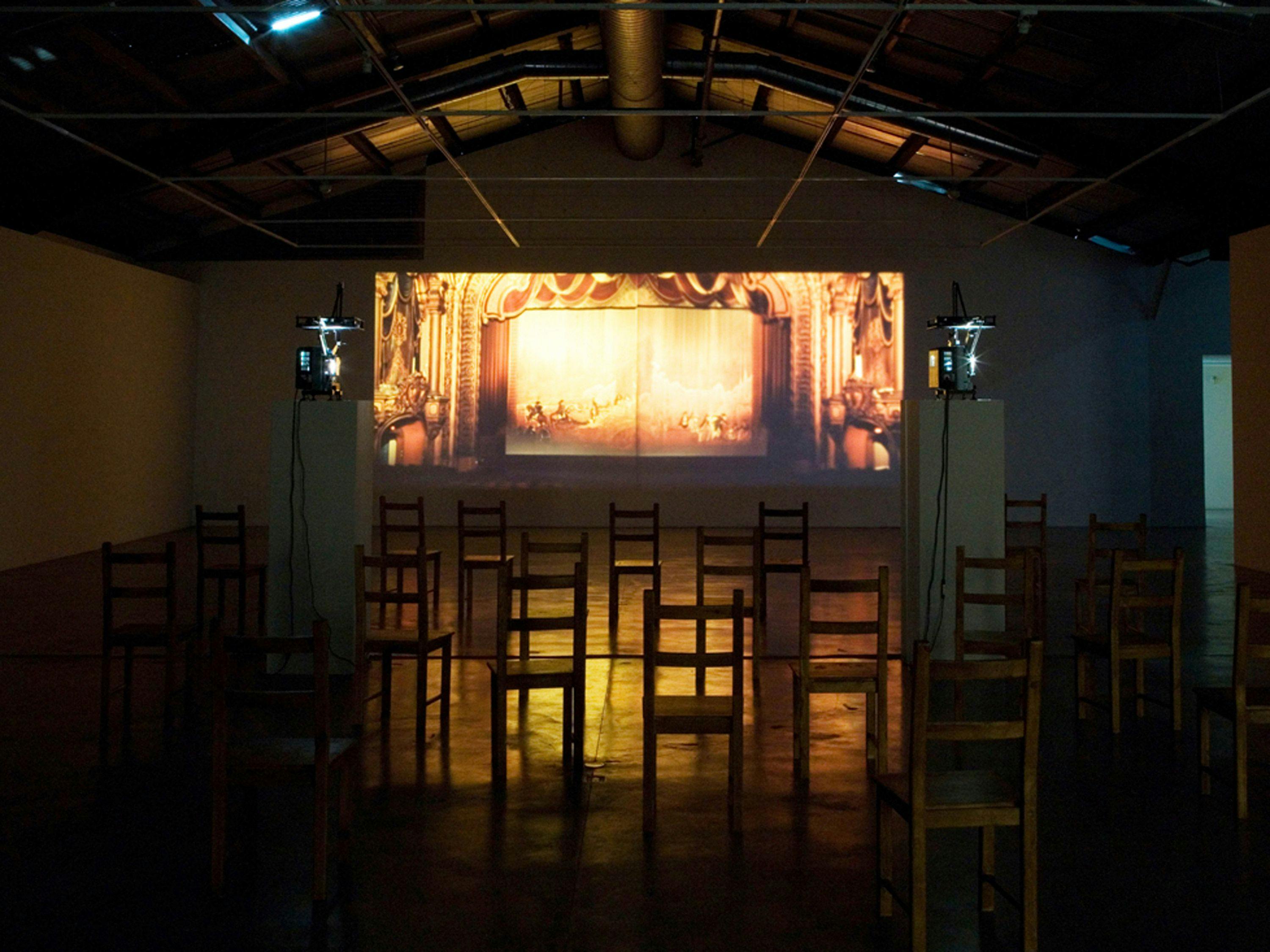 A film by Diana Thater, titled Between Science and Magic, dated 2010.