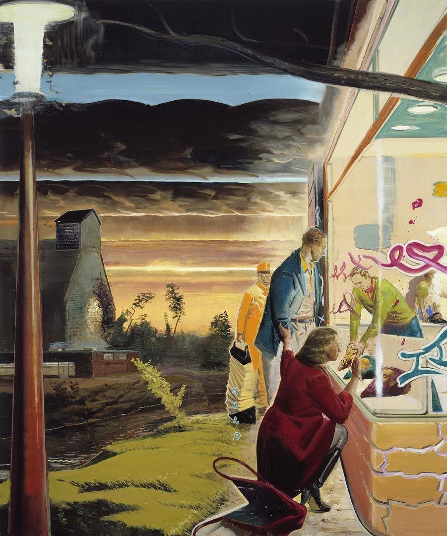 A painting by Neo Rauch, titled Gold, dated 2003.