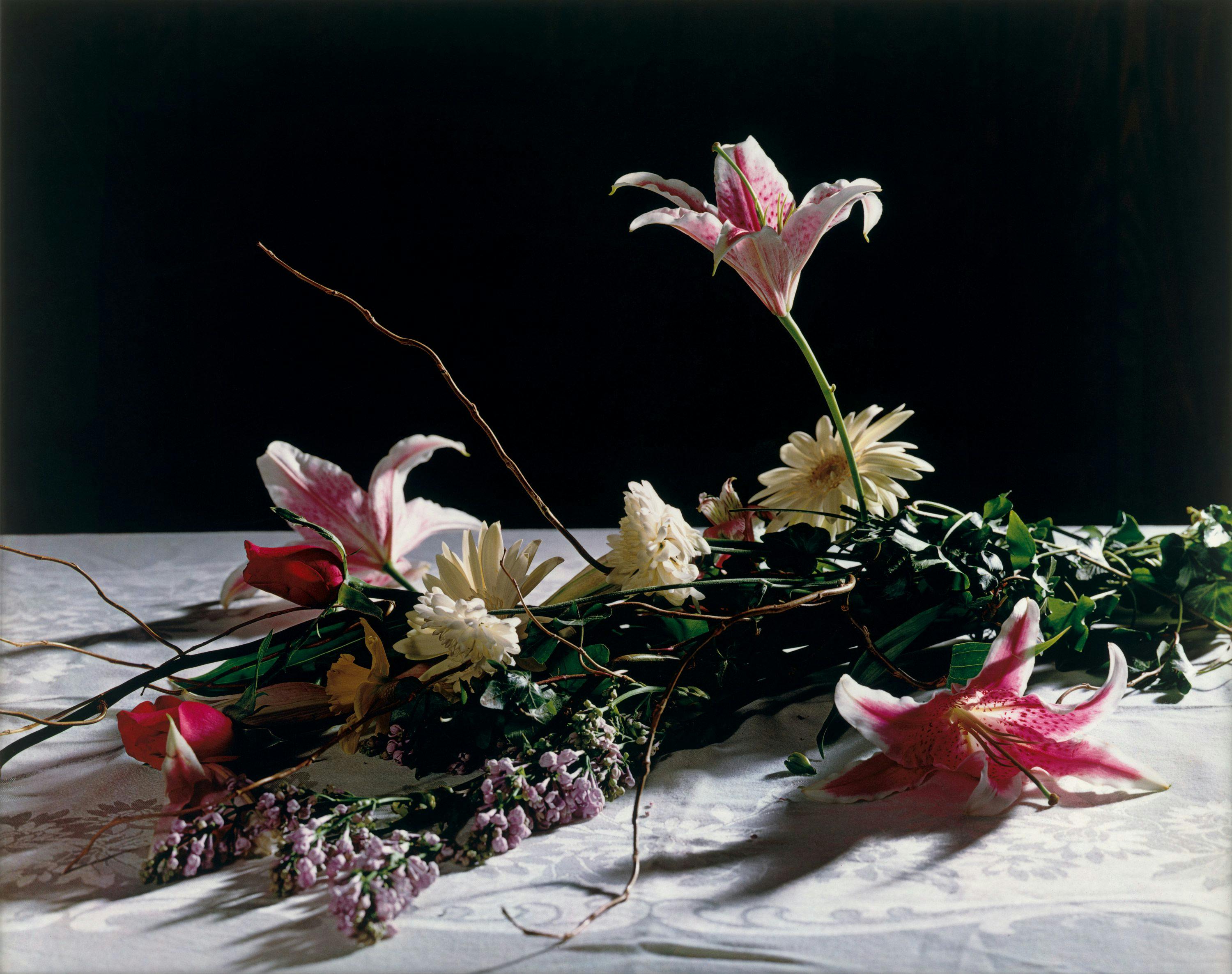 A photograph by Christopher Williams, titled Bouquet, for Bas Jan Ader and Christopher D'Arcangelo, dated 1991.