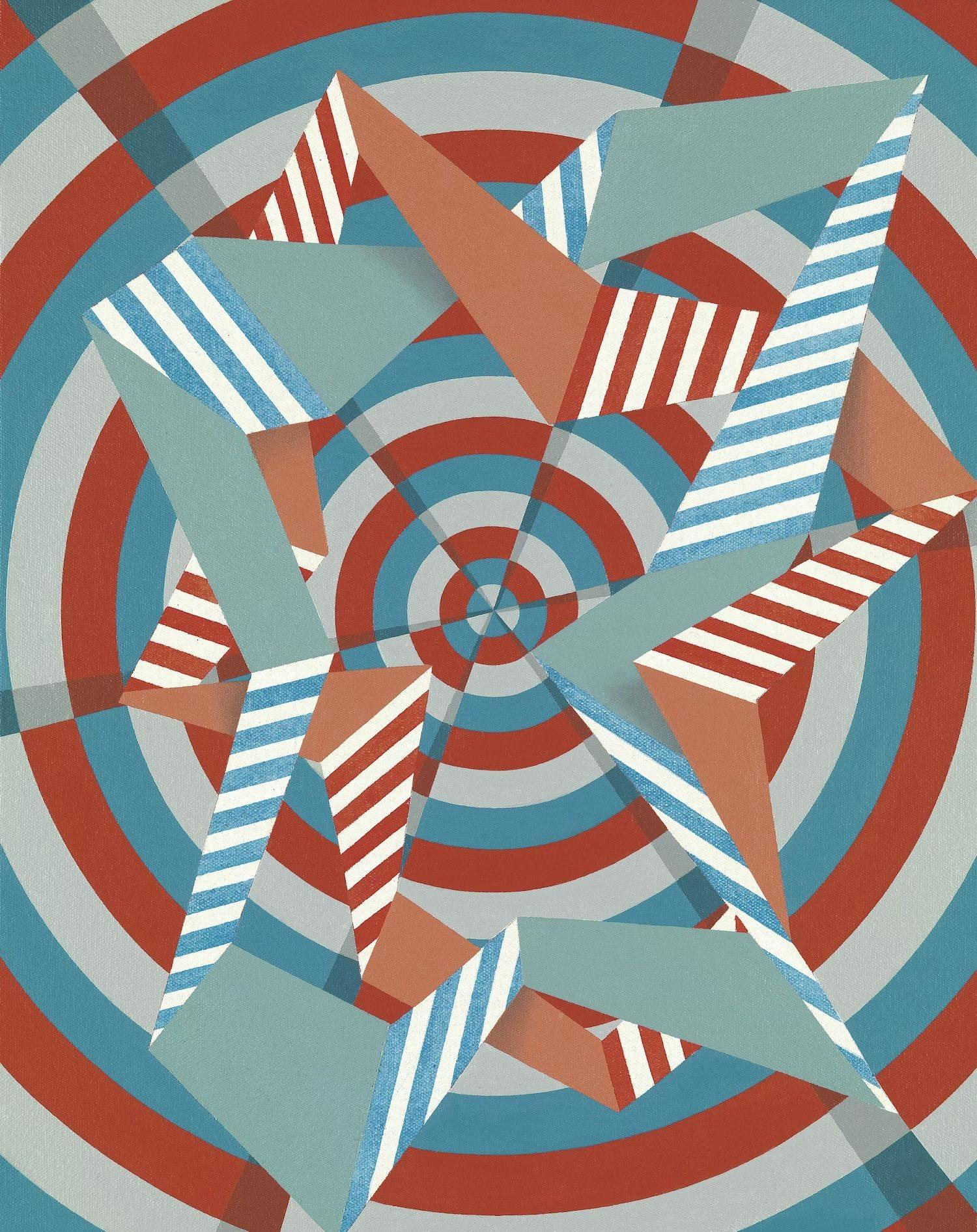 A painting by Tomma Abts, titled Fimme, from the collection of Sascha S. Bauer, dated 2013.
