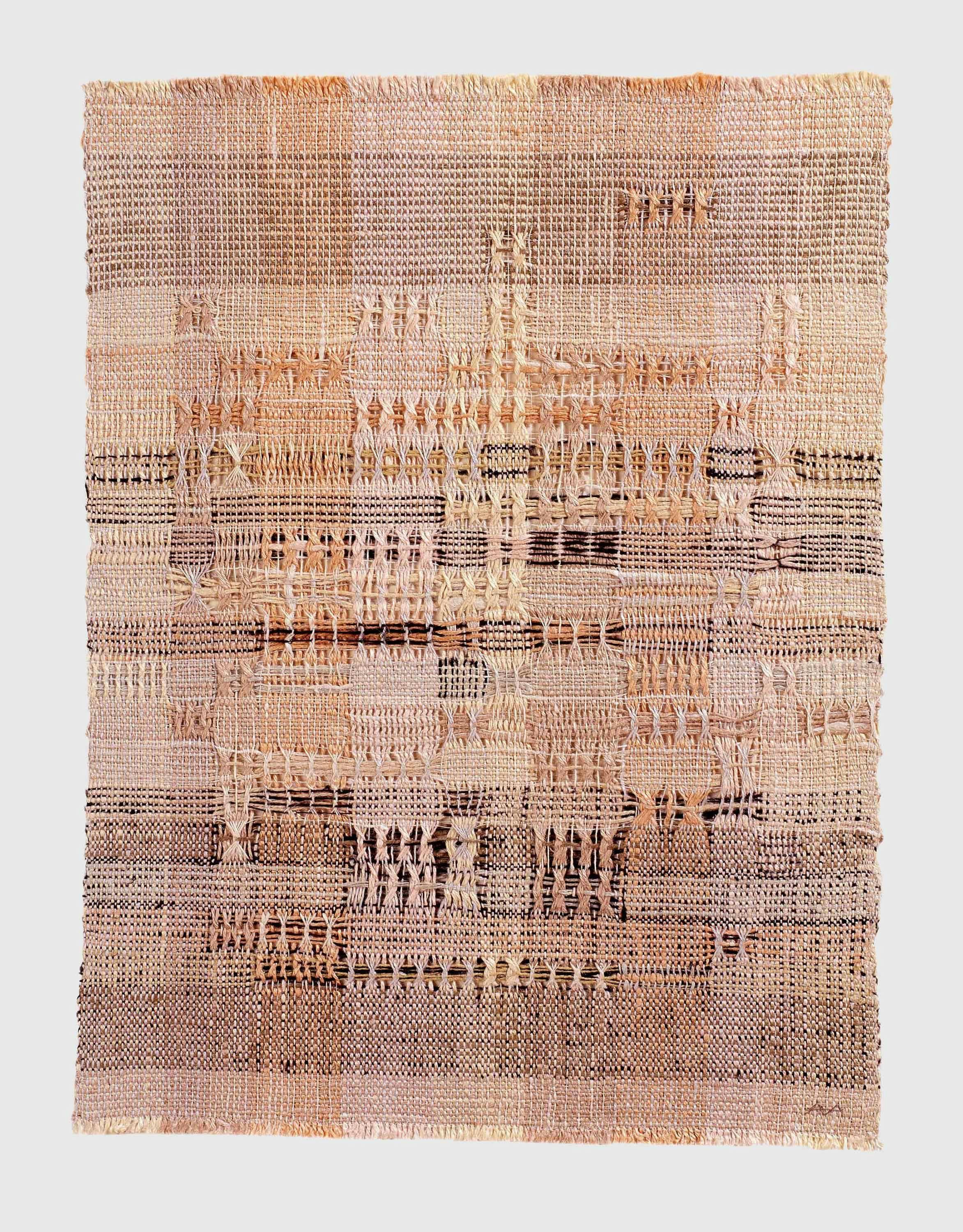 A textile by Anni Albers, titled Development in Rose I, dated 1952.