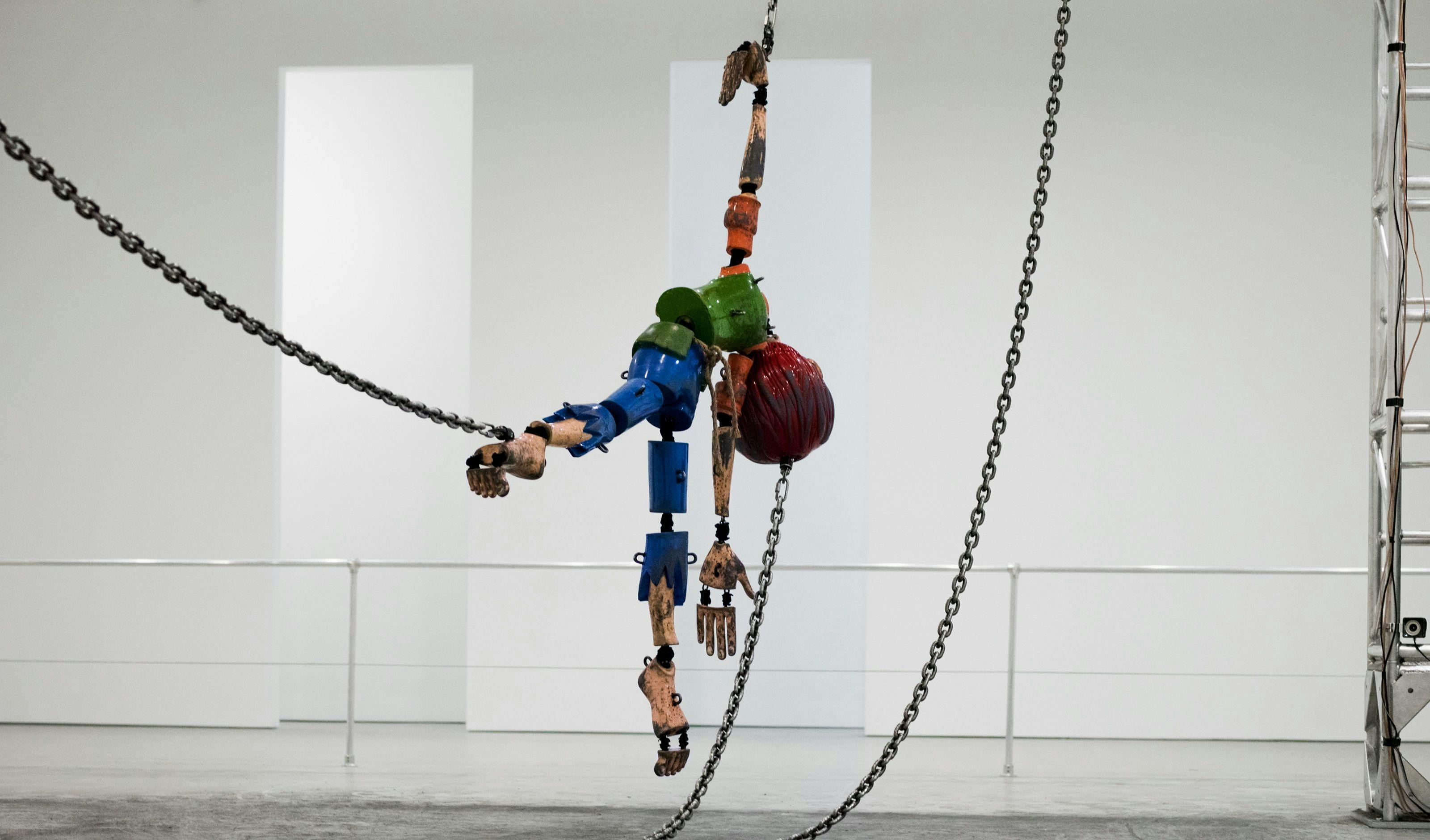 Installation view of the exhibition Jordan Wolfson at David Zwirner New York, dated 2016.