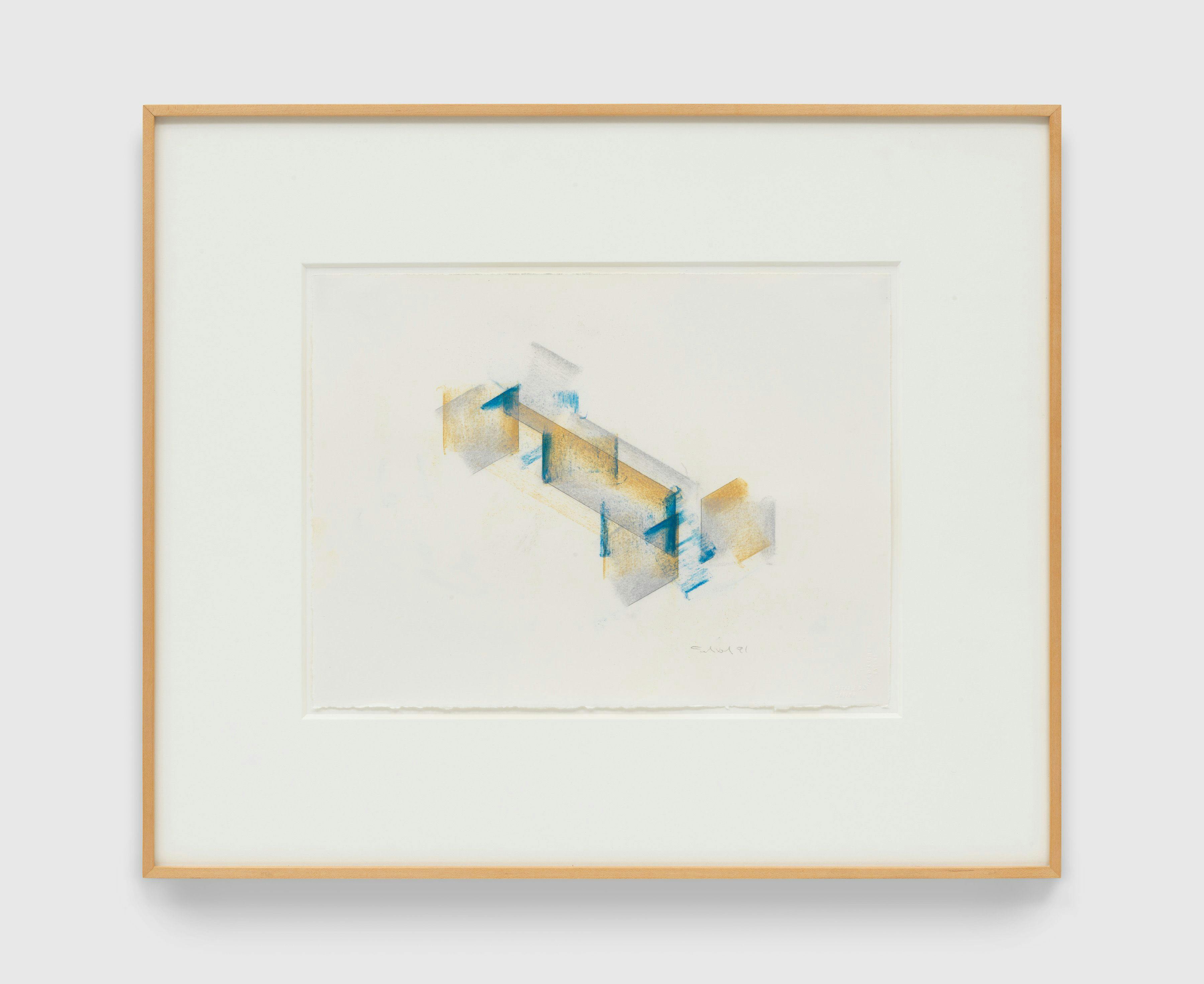 A pastel and graphite on paper artwork by Fred Sandback, called Untitled, dated 1991.