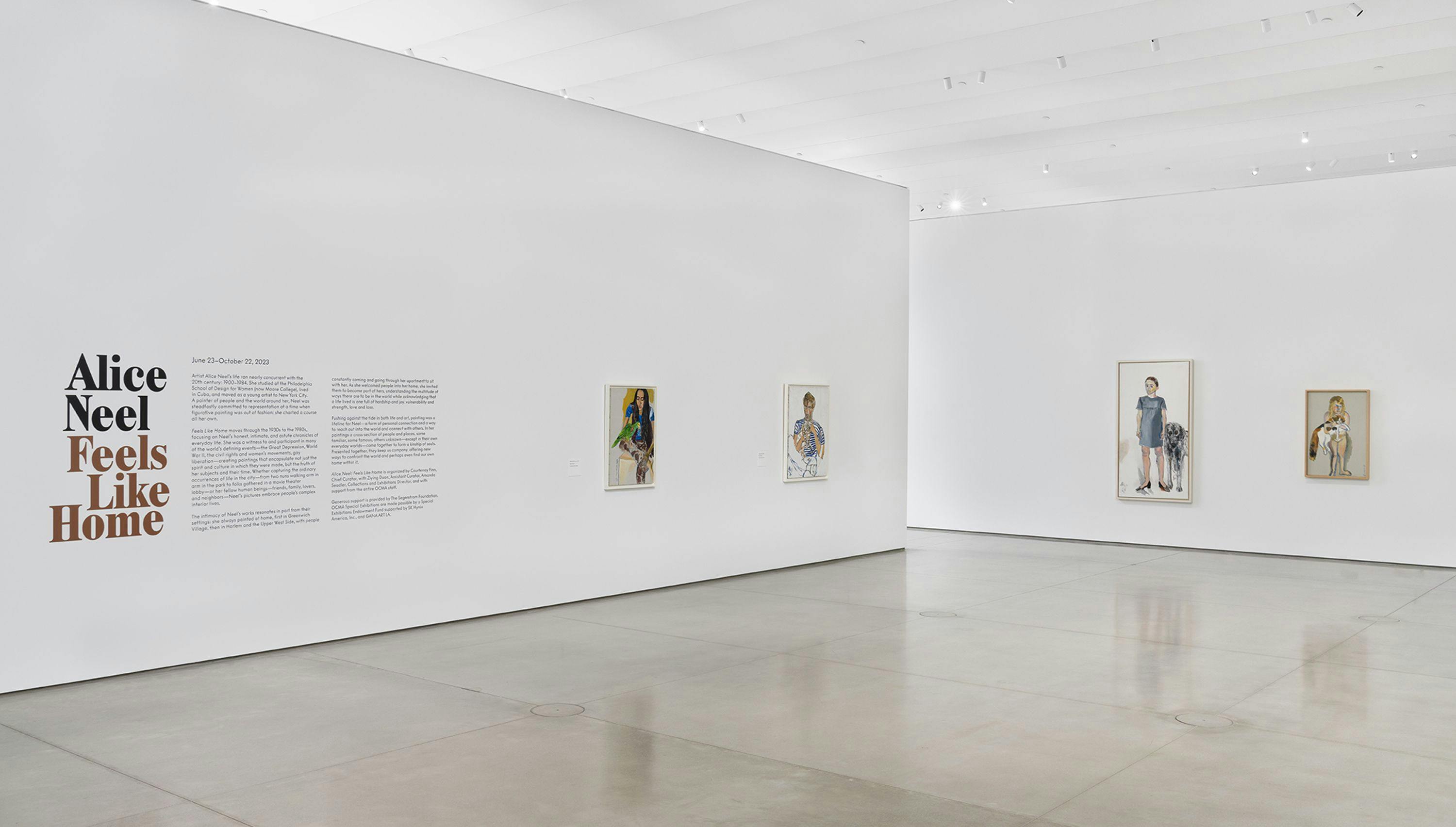 Installation view of Alice Neel: Feels Like Home, Orange County Museum of Art, 2023. Photo by Yubo Dong, ofstudio
