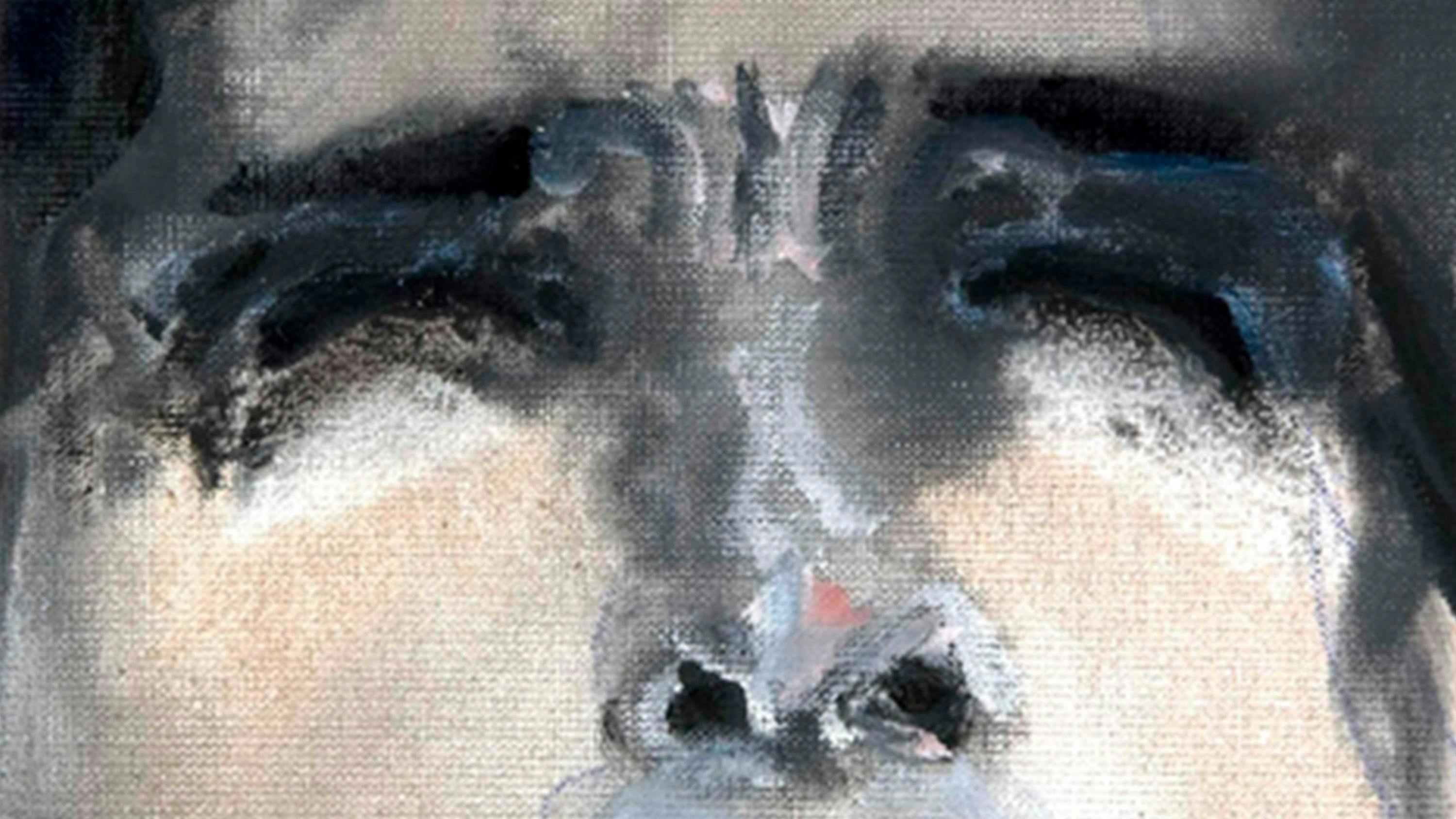 A detail of a painting by Marlene Dumas, titled Mamma Roma, dated 2012.