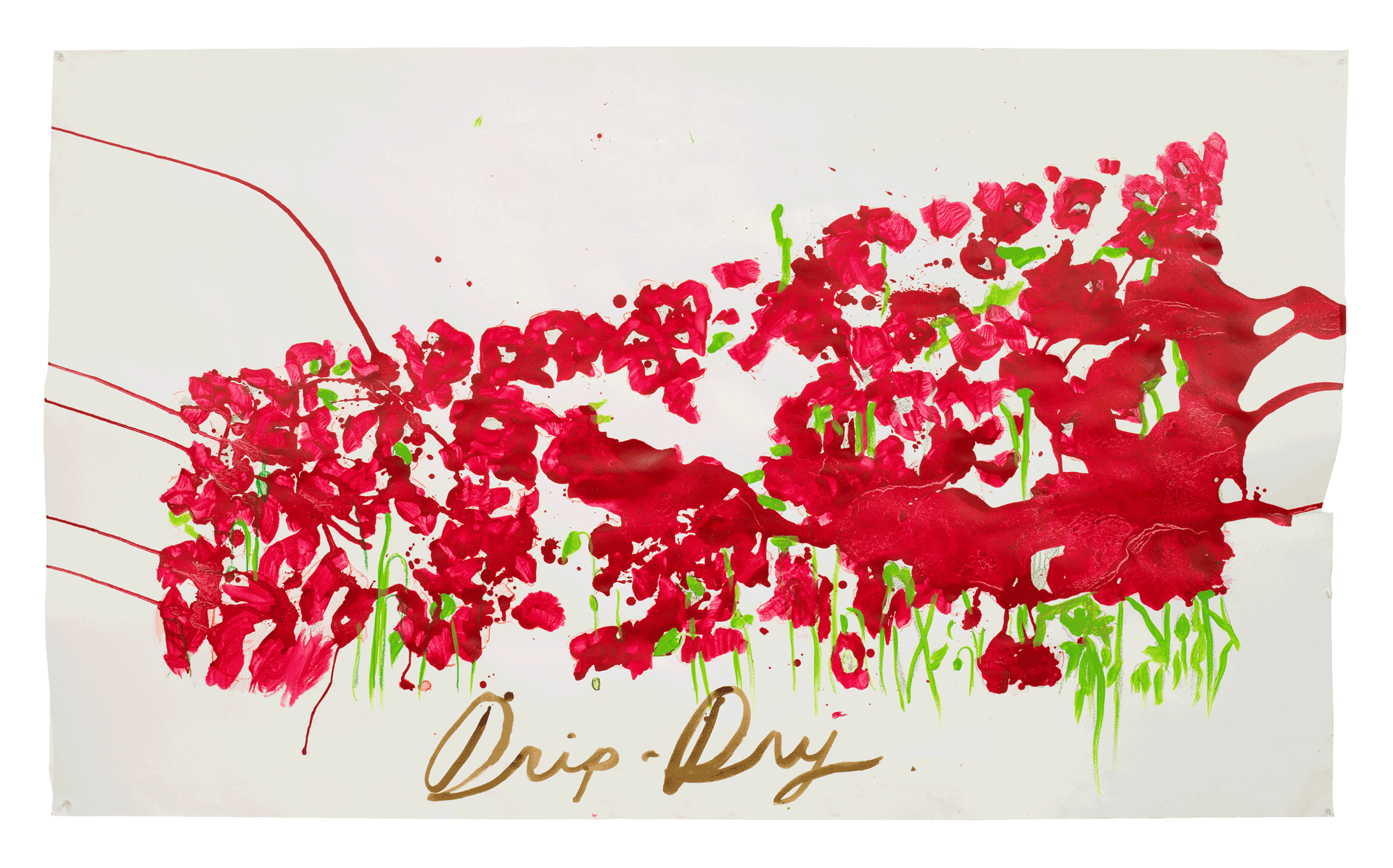 A work on paper by Raymond Pettibon titled No Title (Drip-dry) dated 2018