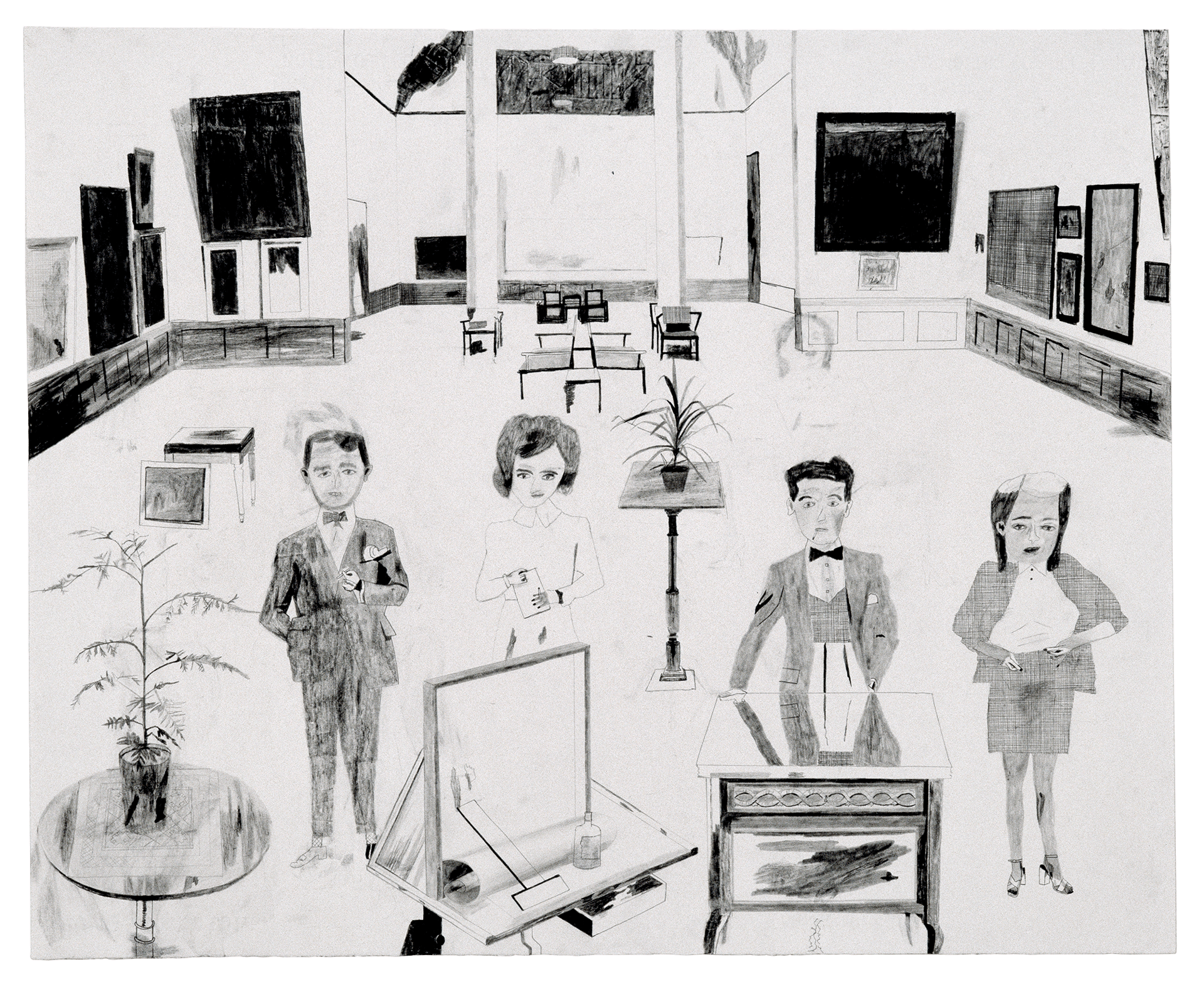 A work on paper by Jockum Nordstr√∂m, titled Back at Work, dated 2003