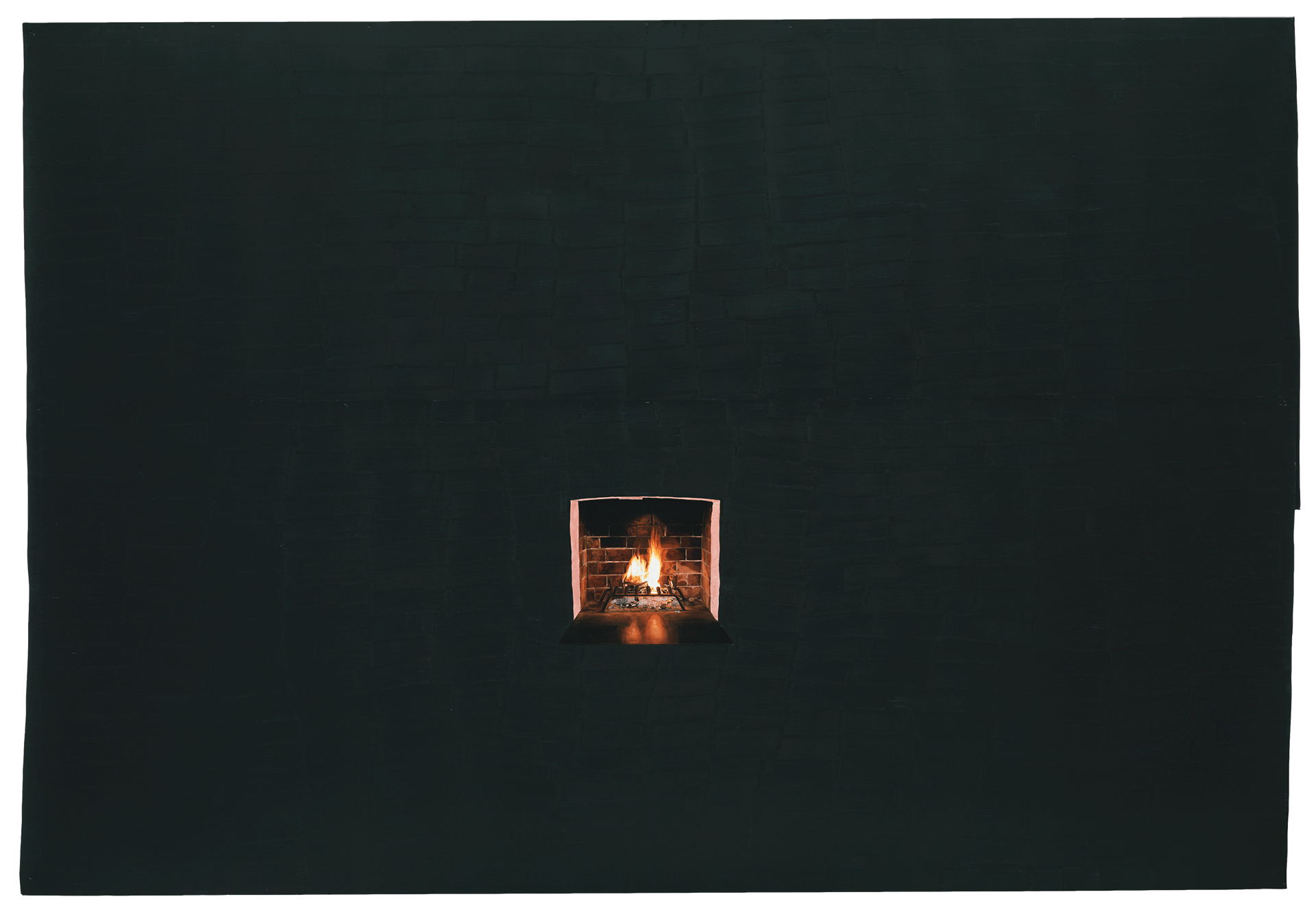 An encaustic wax and oil work on paper by Toba Khedoori, titled Untitled (black fireplace), dated 2006.