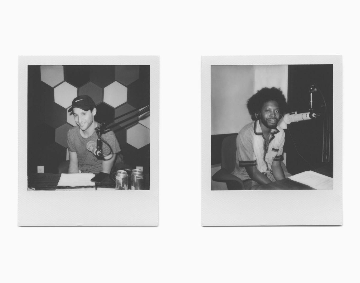 A photograph of Jordan Wolfson and Jeremy O. Harris at Hangar studios in New York, dated June 2019.