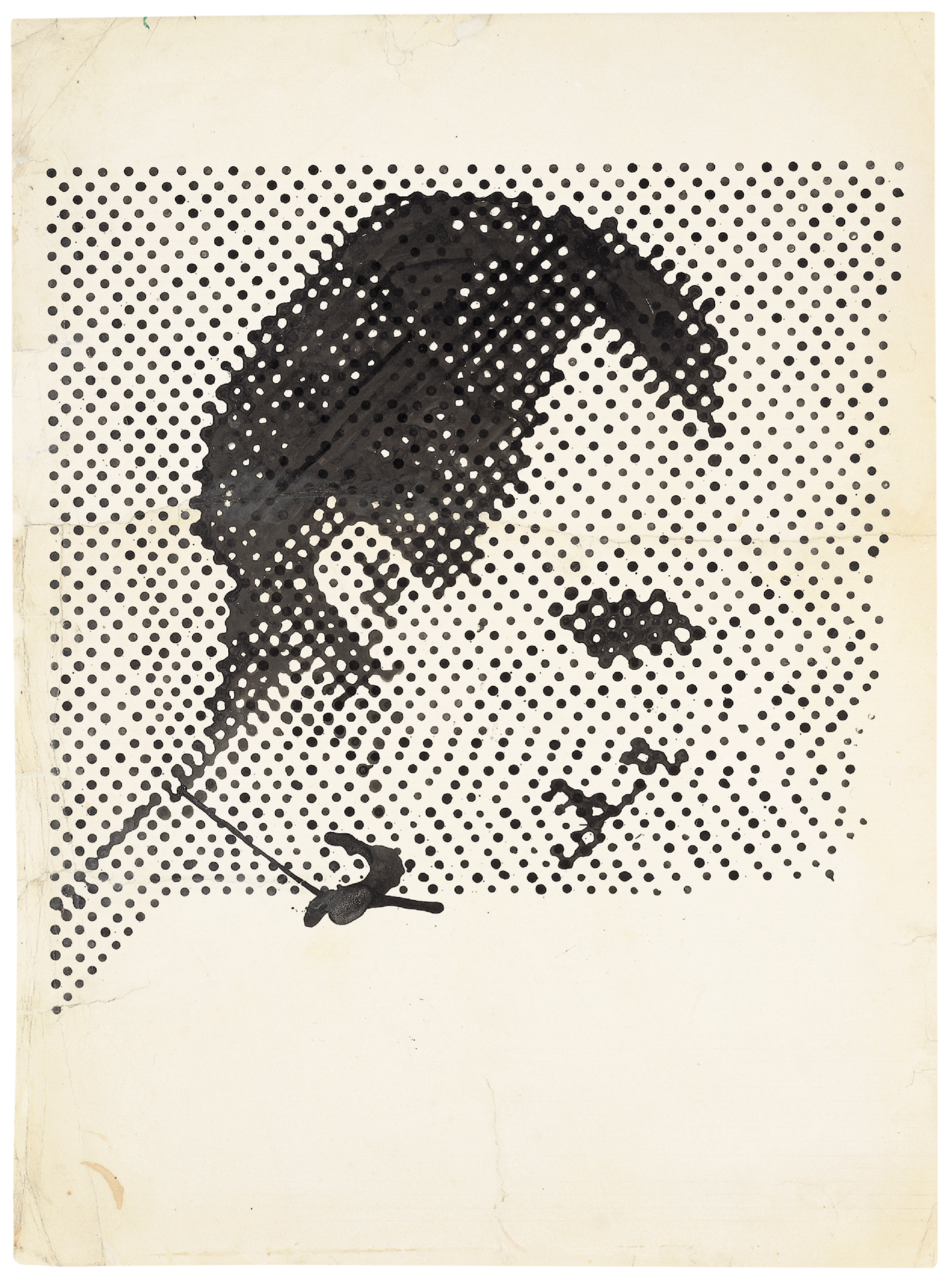 A work on paper by Sigmar Polke, titled Rasterzeichnung (PortraÃàt Lee Harvey Oswald), translated as Raster Drawing [Portrait of Lee Harvey Oswald]), dated 1963.