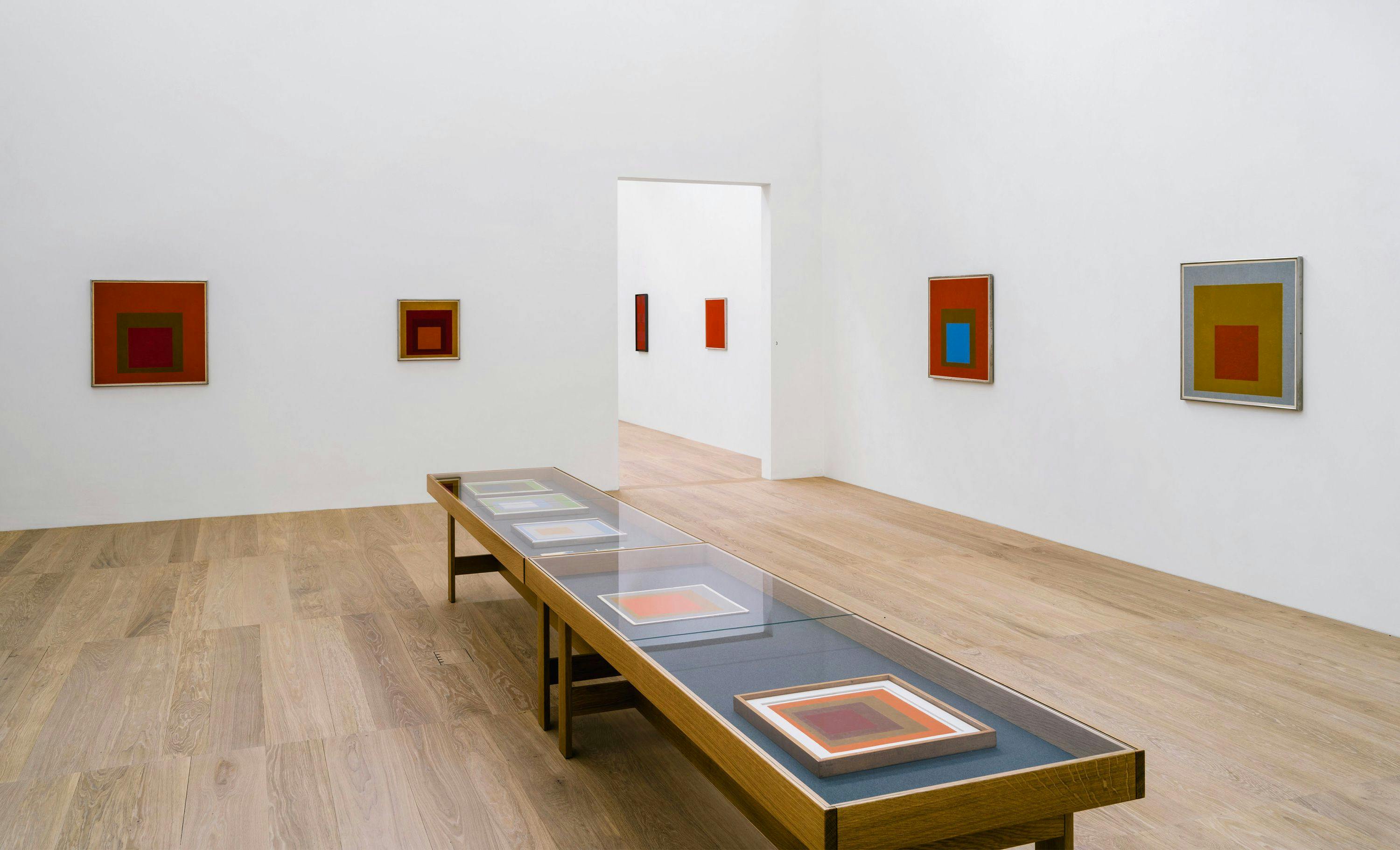 Installation view of the exhibition, Josef Albers: Homage to the Square, at Josef Albers Museum Quadrat Bottrop in Germany, dated 2022 to 2023.