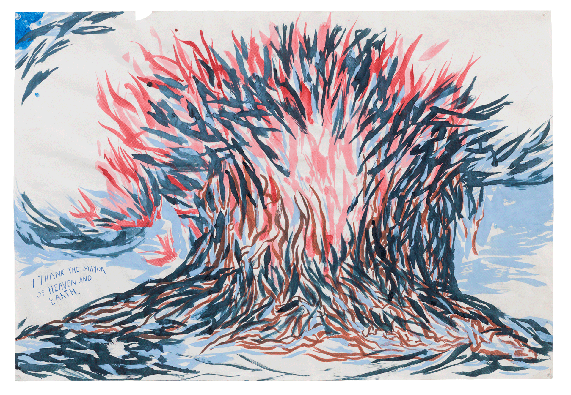 A drawing by Raymond Pettibon titled No Title (I thank the...), dated 2005.
