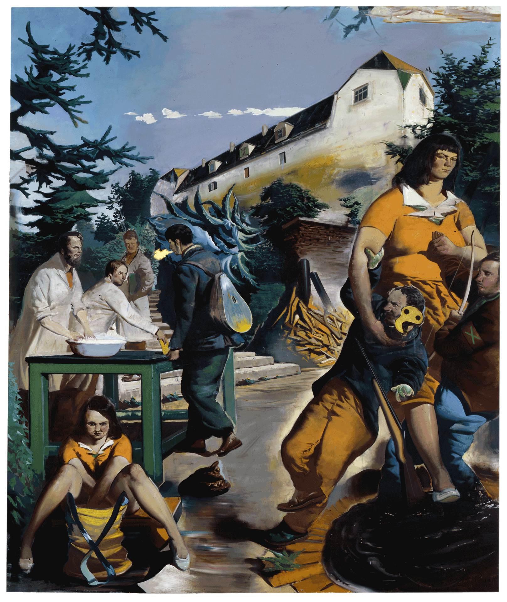 A painting by Neo Rauch, titled Die Aufnahme, dated 2008.