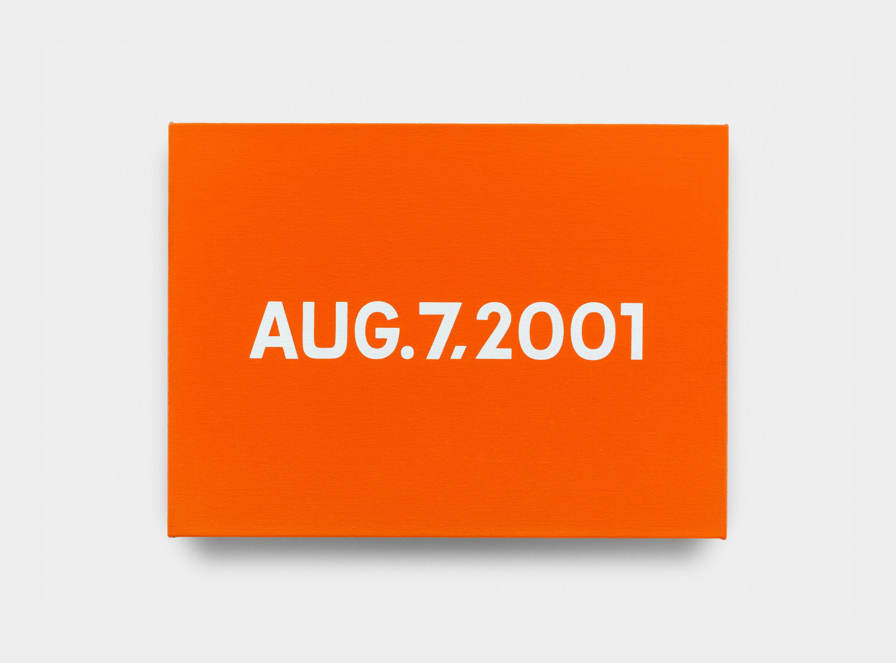 A painting by On Kawara, titled AUG. 7, 2001, 2001 from "Today" series, 1966 to 2013.
