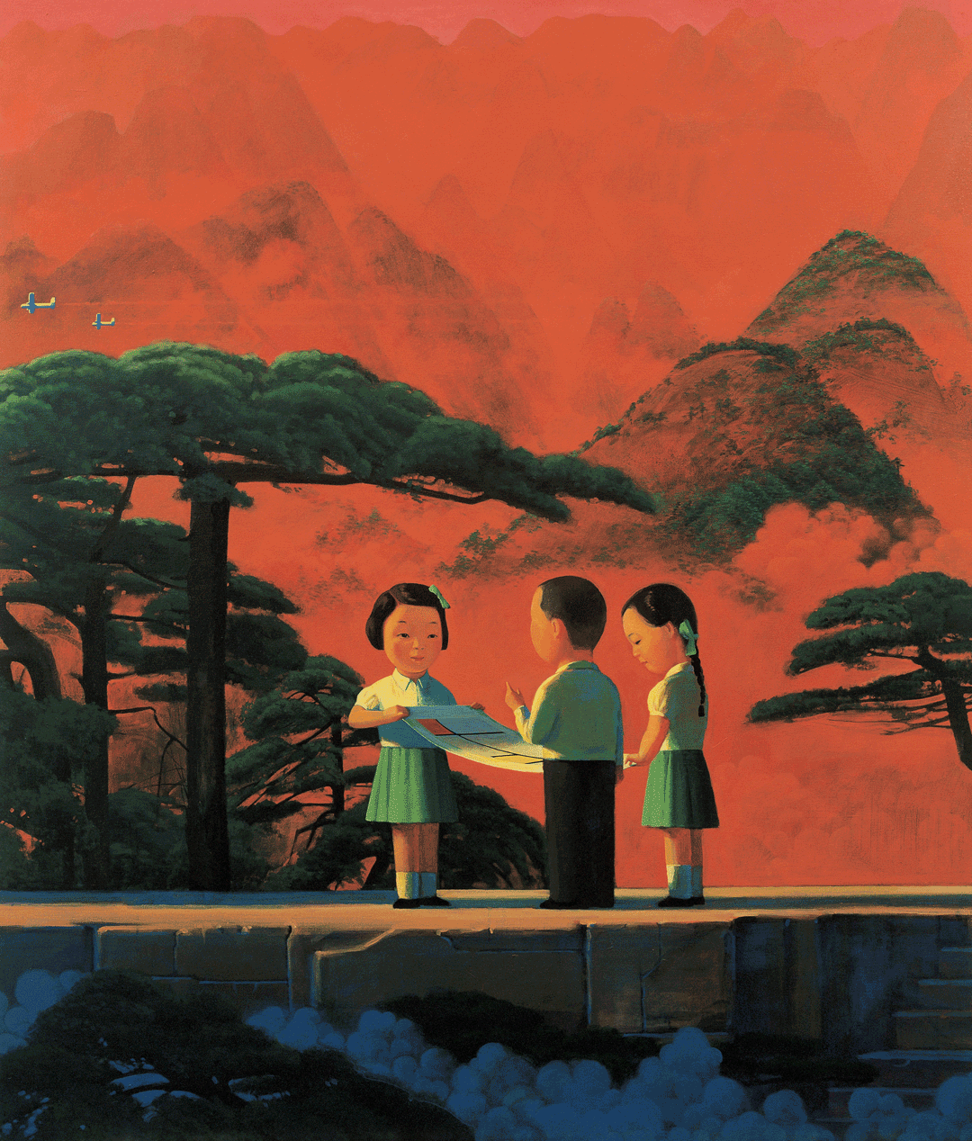 A painting by Liu Ye, titled Viewing the Painting, dated 1999.