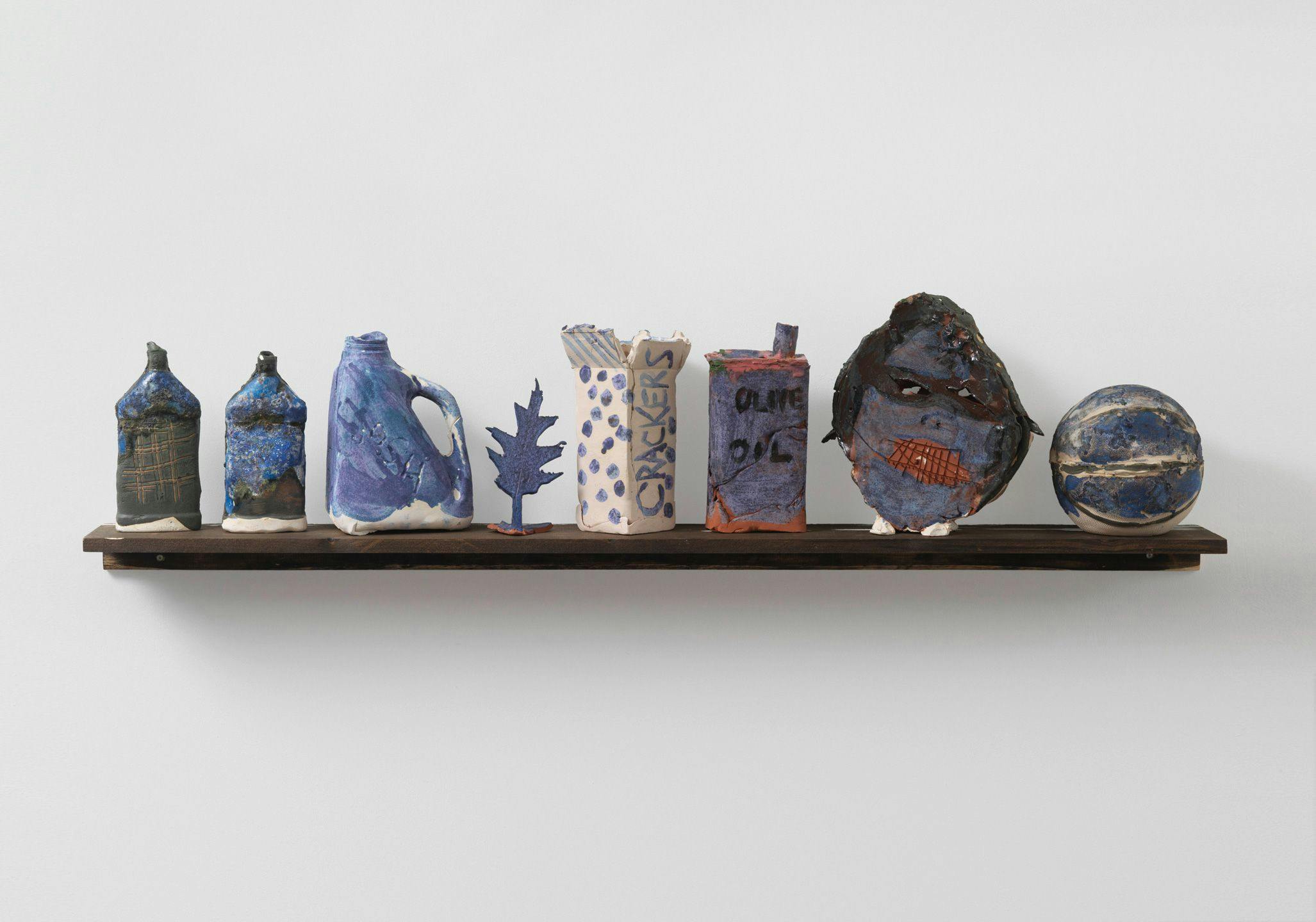 Eight untitled ceramic sculptures by Josh Smith, dated 2014.